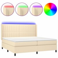 vidaXL Boxspringbett mit Matratze &amp; LED Creme 200x200 cm Stoff