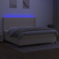 vidaXL Boxspringbett mit Matratze &amp; LED Creme 200x200 cm Stoff