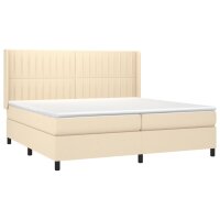 vidaXL Boxspringbett mit Matratze &amp; LED Creme 200x200 cm Stoff