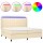 vidaXL Boxspringbett mit Matratze &amp; LED Creme 200x200 cm Stoff