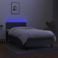 vidaXL Boxspringbett mit Matratze &amp; LED Dunkelgrau 80x200 cm Stoff