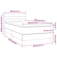 vidaXL Boxspringbett mit Matratze &amp; LED Dunkelgrau 80x200 cm Stoff