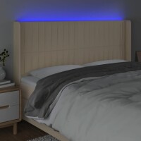 vidaXL LED Kopfteil Creme 203x16x118/128 cm Stoff