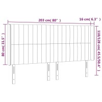 vidaXL LED Kopfteil Creme 203x16x118/128 cm Stoff