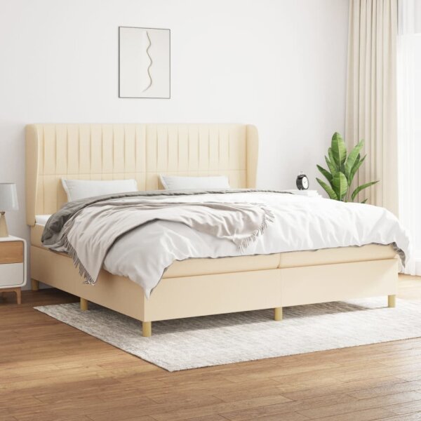 vidaXL Boxspringbett mit Matratze Creme 200x200 cm Stoff