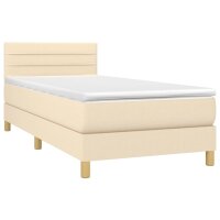 vidaXL Boxspringbett mit Matratze &amp; LED Creme 90x200 cm Stoff