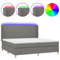 vidaXL Boxspringbett mit Matratze &amp; LED Dunkelgrau 200x200 cm Stoff