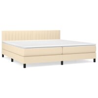 vidaXL Boxspringbett mit Matratze Creme 200x200 cm Stoff