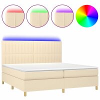 vidaXL Boxspringbett mit Matratze &amp; LED Creme 200x200 cm Stoff