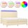 vidaXL Boxspringbett mit Matratze &amp; LED Creme 200x200 cm Stoff