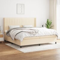 vidaXL Boxspringbett mit Matratze Creme 200x200 cm Stoff