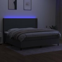 vidaXL Boxspringbett mit Matratze &amp; LED Dunkelgrau 200x200 cm Stoff