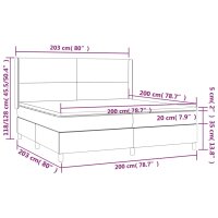 vidaXL Boxspringbett mit Matratze &amp; LED Dunkelgrau 200x200 cm Stoff