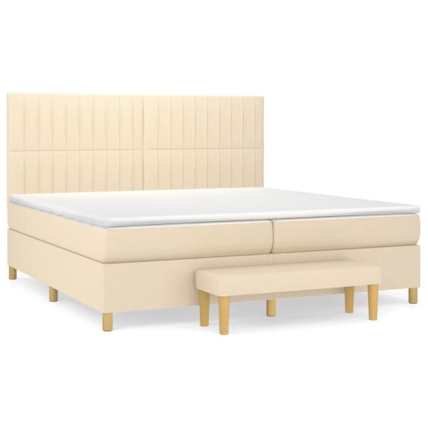 vidaXL Boxspringbett mit Matratze Creme 200x200 cm Stoff