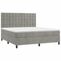 vidaXL Boxspringbett mit Matratze Hellgrau 180x200 cm Samt