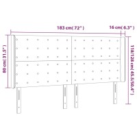 vidaXL LED Kopfteil Hellgrau 183x16x118/128 cm Samt