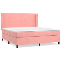 vidaXL Boxspringbett mit Matratze Rosa 160x200 cm Samt