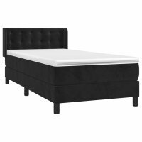 WOWONA Boxspringbett mit Matratze Schwarz 100x200 cm Samt