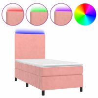 WOWONA Boxspringbett mit Matratze &amp; LED Rosa 80x200 cm Samt