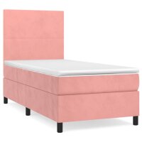 WOWONA Boxspringbett mit Matratze Rosa 80x200 cm Samt