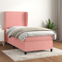 WOWONA Boxspringbett mit Matratze Rosa 80x200 cm Samt