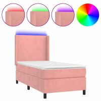 WOWONA Boxspringbett mit Matratze &amp; LED Rosa 80x200 cm Samt