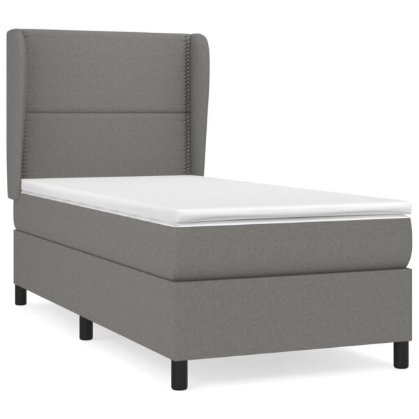 vidaXL Boxspringbett mit Matratze Dunkelgrau 90x200 cm Stoff