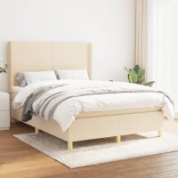 vidaXL Boxspringbett mit Matratze Creme 140x200 cm Stoff