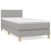 vidaXL Boxspringbett mit Matratze Hellgrau 100x200 cm Stoff