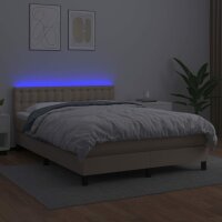 vidaXL Boxspringbett mit Matratze &amp; LED Cappuccino-Braun 140x190cm