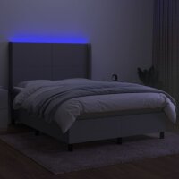 vidaXL Boxspringbett mit Matratze &amp; LED Hellgrau 140x190 cm Stoff