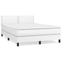 vidaXL Boxspringbett mit Matratze Wei&szlig; 140x190 cm Kunstleder