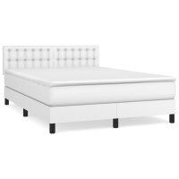 vidaXL Boxspringbett mit Matratze Wei&szlig; 140x190 cm Kunstleder