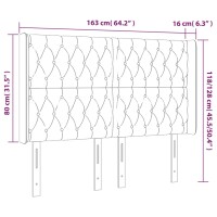 vidaXL Kopfteil mit Ohren Dunkelgrau 163x16x118/128 cm Samt