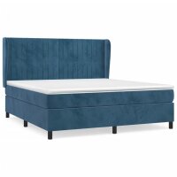 vidaXL Boxspringbett mit Matratze Dunkelblau 180x200 cm Samt