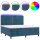 vidaXL Boxspringbett mit Matratze &amp; LED Dunkelblau 180x200 cm Samt