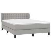 vidaXL Boxspringbett mit Matratze Hellgrau 140x190 cm Stoff