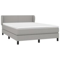 vidaXL Boxspringbett mit Matratze Hellgrau 140x190 cm Stoff