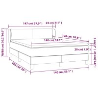 vidaXL Boxspringbett mit Matratze Hellgrau 140x190 cm Stoff