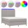 vidaXL Boxspringbett mit Matratze &amp; LED Hellgrau 140x200 cm Stoff