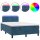 vidaXL Boxspringbett mit Matratze &amp; LED Dunkelblau 120x200 cm Samt