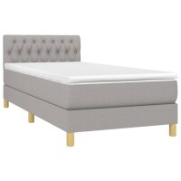 vidaXL Boxspringbett mit Matratze &amp; LED Hellgrau 80x200 cm Stoff