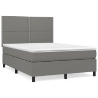 vidaXL Boxspringbett mit Matratze Dunkelgrau 140x190 cm Stoff