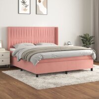 vidaXL Boxspringbett mit Matratze Rosa 160x200 cm Samt