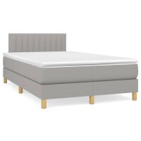 vidaXL Boxspringbett mit Matratze Hellgrau 120x200 cm Stoff