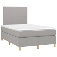 vidaXL Boxspringbett mit Matratze Hellgrau 120x200 cm Stoff