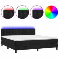 vidaXL Boxspringbett mit Matratze &amp; LED Schwarz 180x200 cm Samt