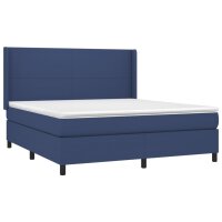 vidaXL Boxspringbett mit Matratze &amp; LED Blau 160x200 cm Stoff