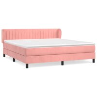 vidaXL Boxspringbett mit Matratze Rosa 160x200 cm Samt