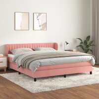 vidaXL Boxspringbett mit Matratze Rosa 160x200 cm Samt